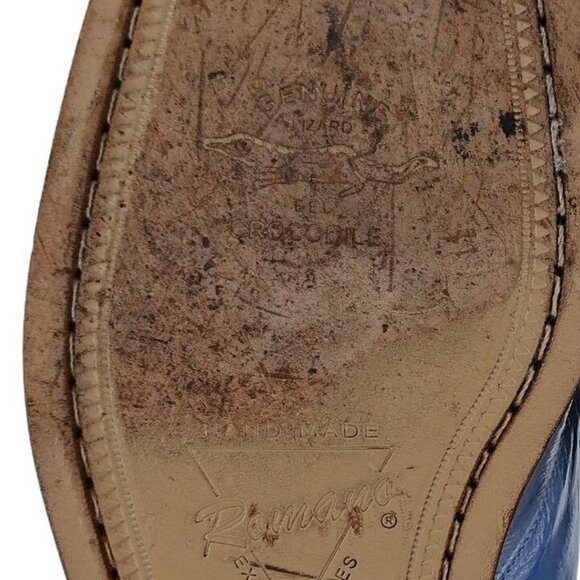 Vintage Exotic Romano Eel Crocodile Dress Shoes Baby Blue Cream Derby Oxford 9.5 - Picture 7 of 12